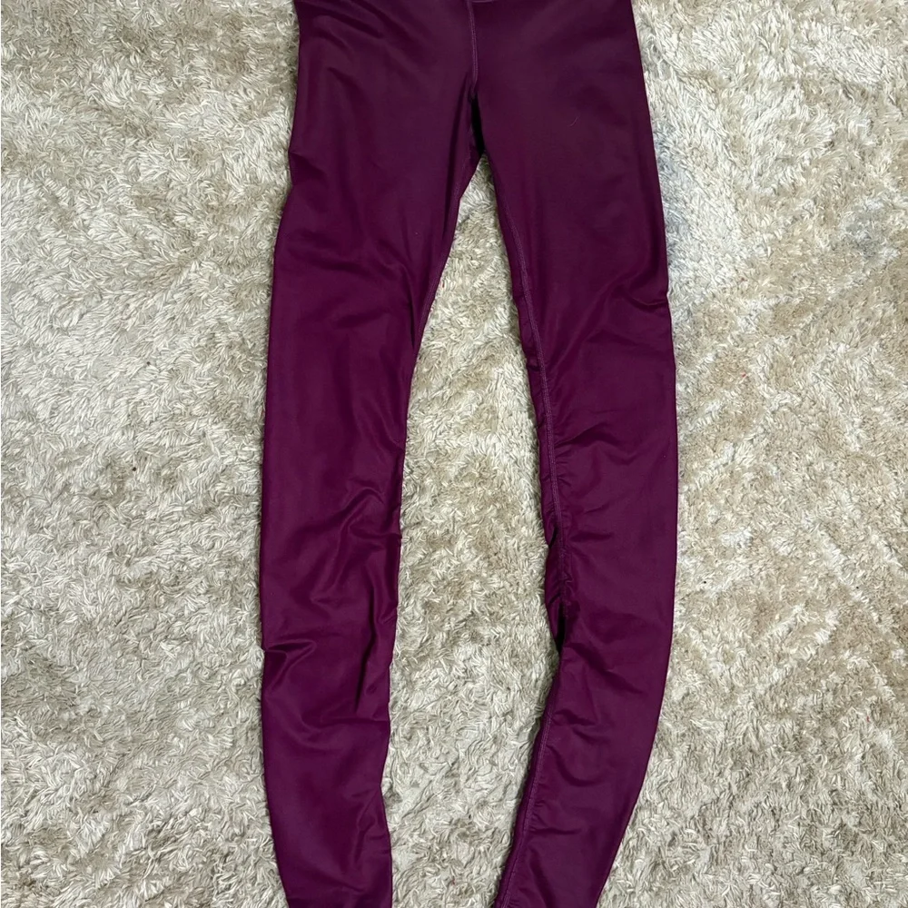 Alo Yoga Idol Leggings Purple Ruched Pocket Tight Size Small Long